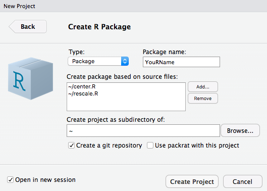 New package in RStudio